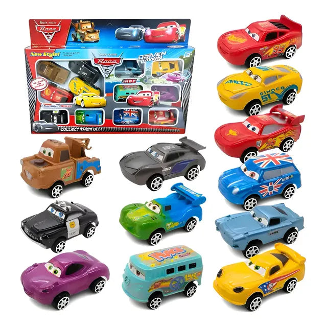 Set De 12 Carritos Juguete Disney Cars Race Rayo Mcqueen Mcqueen Color