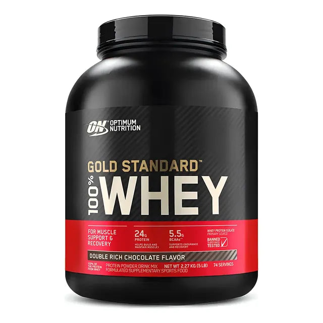 Suplemento En Polvo Optimum Nutrition Proteína Gold Standard 100% Whey Proteína Sabor Double Rich Chocolate En Pote De 2.27kg