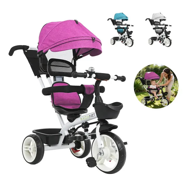 Triciclo Infantil 3 En 1 Para Bebé Bicicleta Tipo Carreola Color Rosa