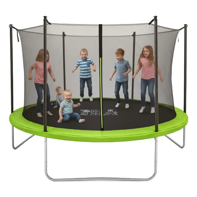 Trampolin Brincolin 10 Pies Red Seguridad Resortes Lona De Salto Negro Cobertor De Resortes Verde