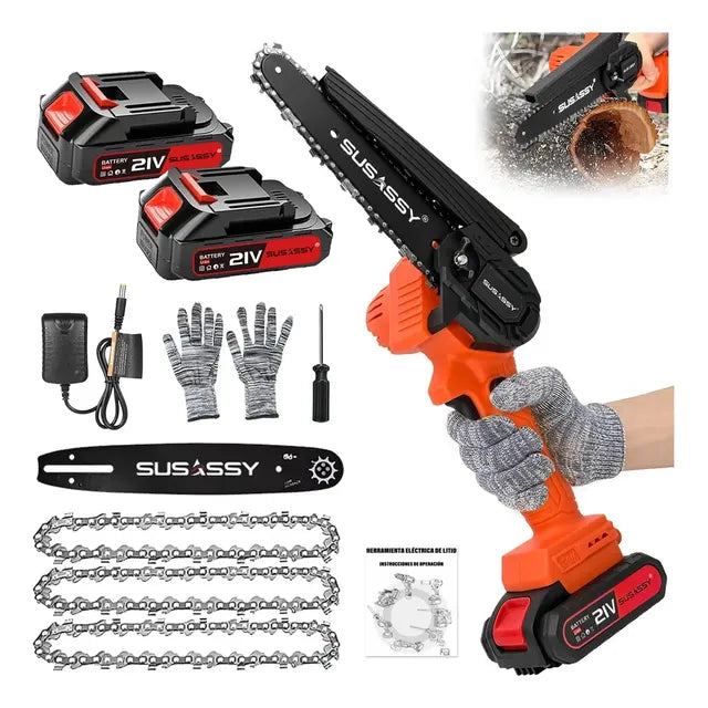 Mini Motosierra Electrica Inalambrica Mano Portatil 6 Inch Naranja