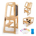 Torre De Aprendizaje Montessori Plegable Con Tablero Dibujo Woody