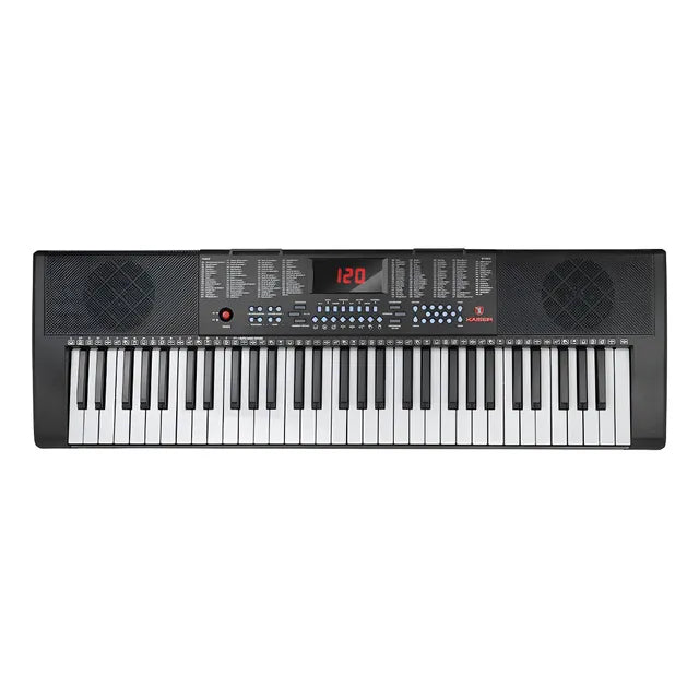 Teclado Musical Kaiser Mtc-5490 Con 61 Teclas 61 Percusiones 255 Tonos Y Ritmos 24 Canciones Demo Modo Aprendizaje Grabación De Melodías Atril De Regalo Color Negro