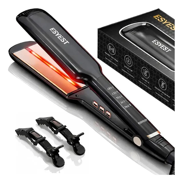 Plancha De Cabello Infrarroja Profesional Esyest,plancha Para Un Alisado Suave Y Planchado Del Pelo 138-250°c Negro