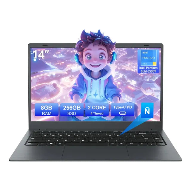 Notebook Qaelixnote Win 11 Pro De 14 Full Hd Con Intel Pentium Gold 6500y, 8 Gb De Ram Y 256 Gb Ssd Plateado