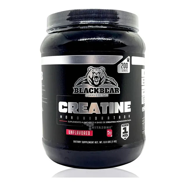 Creatina Monohidratada 1 Kg Blackbear 200 Servicios Sin Sabor