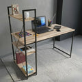 Escritorio Oficina Desk-4 Para Computadora Estilo Industrial 120cm X 122cm X 60cm Color Madera Café Claro Y Negro