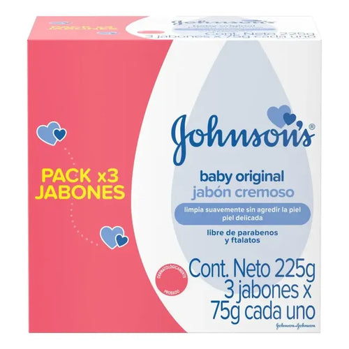 Jabón En Barra Para Bebé Johnson's Original 75g 3-pack