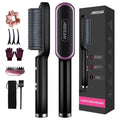 Cepillo Peine Alaciador Y Rizador Eléctrico Plancha Cabello Negro