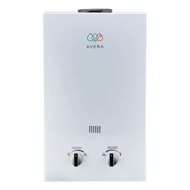 Calentador De Agua Instantáneo Gas Lp, 6 Litros/minuto, Boiler De Paso Para 1 Servicio, Fácil Instalación, 80% Ahorro De Gas Y Agua Caliente Al Instante, Avera C6l Blanco Glp