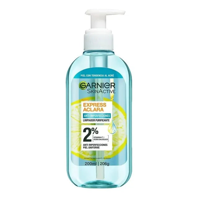 Garnier Express Aclara Limpiador Purificante, Piel Con Tendencia Al Acné, 200 Ml Acneica Día/noche