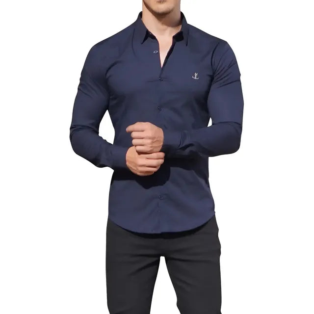 Camisa John Leopard Shirt Metal Emblem Manga Larga Slim Full