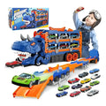 Camión Juguete Transformable Dinosauriodoble Pista Y 12 Auto Azul