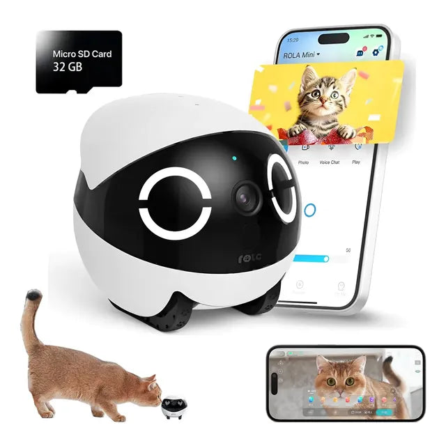 Cámara De Seguridad Enabot Ebo Rola Mini Familybot 2k Hd Blanco Y Negro