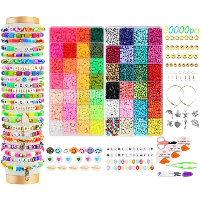 Set Bricolaje De Cuentas Kit Para Hacer Pulseras 30000pcs