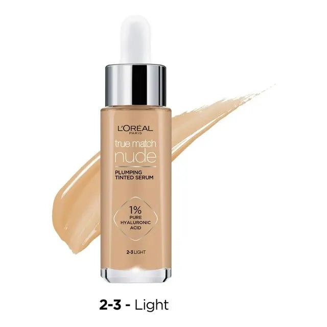 L'oréal Paris True Match Sérum Rellenador Con Color, Base De Maquillaje En Sérum Con Ácido Hialurónico, Acabado Luminoso, Piel Uniforme Y Radiante, Tono Light 2-3, 30 Ml 2-3 L
