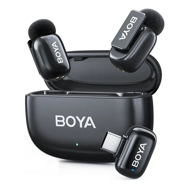 2pcs Boya Mini Microfonos Inalambricos Lavalier Negro Usb