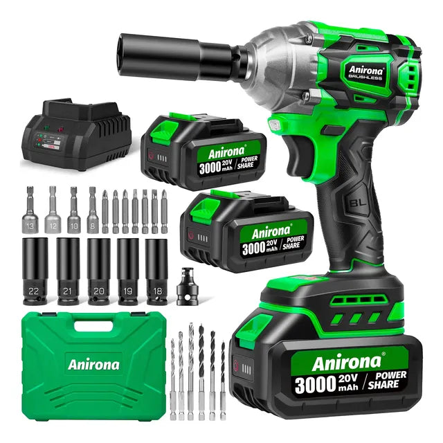 Llave De Impacto Inalámbrico Kit Anirona 3.0ah Con 2batería